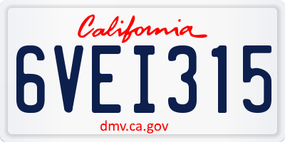 CA license plate 6VEI315