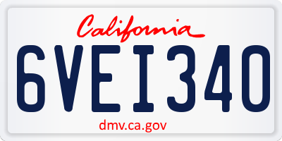 CA license plate 6VEI340