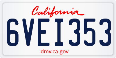 CA license plate 6VEI353