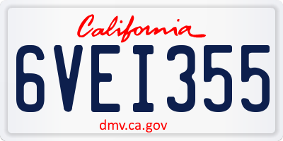 CA license plate 6VEI355