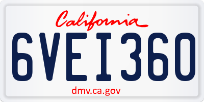 CA license plate 6VEI360