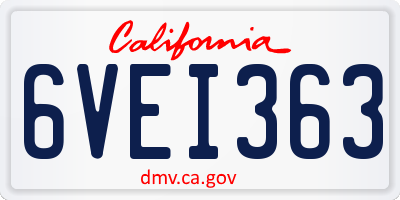 CA license plate 6VEI363