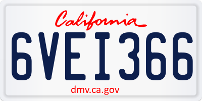 CA license plate 6VEI366