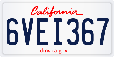 CA license plate 6VEI367