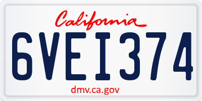 CA license plate 6VEI374
