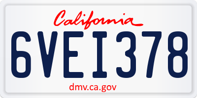 CA license plate 6VEI378