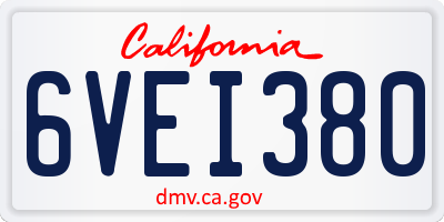 CA license plate 6VEI380