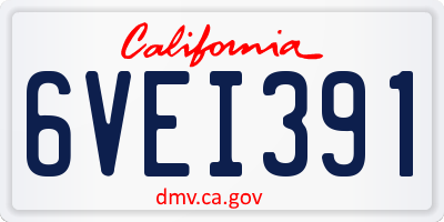 CA license plate 6VEI391