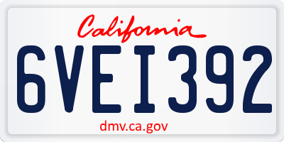 CA license plate 6VEI392