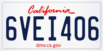 CA license plate 6VEI406