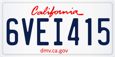 CA license plate 6VEI415
