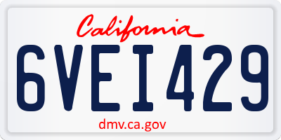 CA license plate 6VEI429
