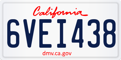 CA license plate 6VEI438