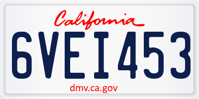 CA license plate 6VEI453