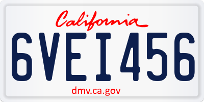 CA license plate 6VEI456