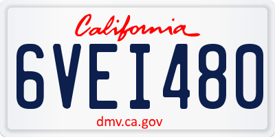 CA license plate 6VEI480