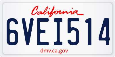 CA license plate 6VEI514