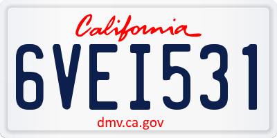 CA license plate 6VEI531