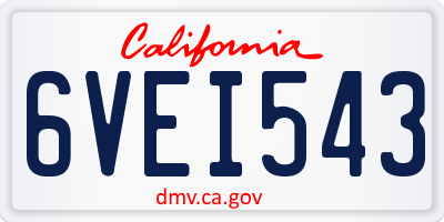 CA license plate 6VEI543