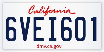 CA license plate 6VEI601