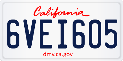 CA license plate 6VEI605
