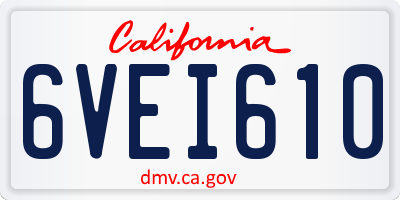 CA license plate 6VEI610