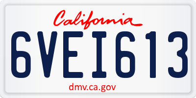 CA license plate 6VEI613
