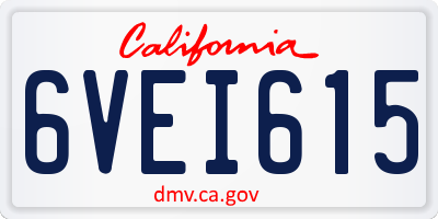 CA license plate 6VEI615
