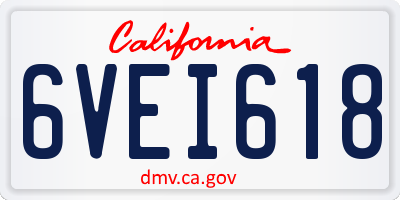 CA license plate 6VEI618