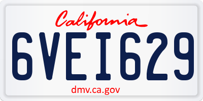 CA license plate 6VEI629