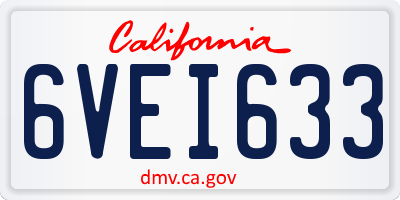 CA license plate 6VEI633