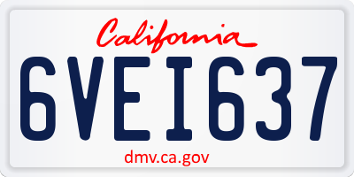 CA license plate 6VEI637