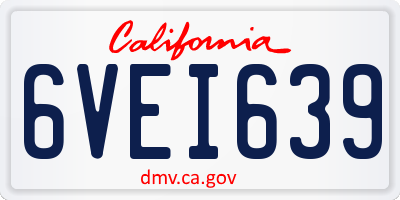CA license plate 6VEI639