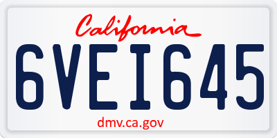 CA license plate 6VEI645