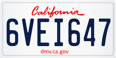 CA license plate 6VEI647