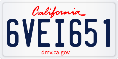 CA license plate 6VEI651