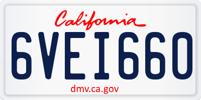 CA license plate 6VEI660