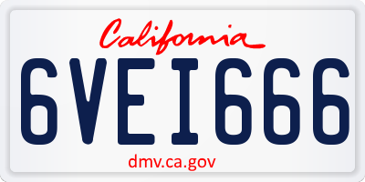 CA license plate 6VEI666