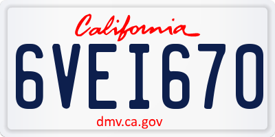 CA license plate 6VEI670