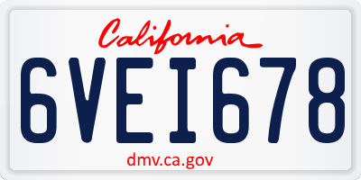 CA license plate 6VEI678