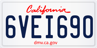 CA license plate 6VEI690