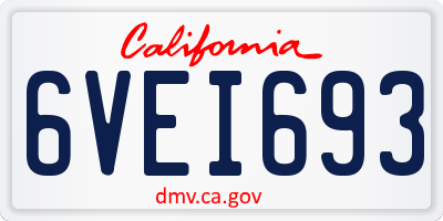 CA license plate 6VEI693
