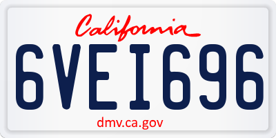 CA license plate 6VEI696