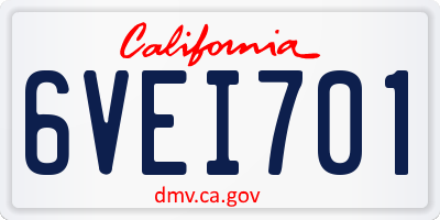 CA license plate 6VEI701