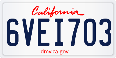 CA license plate 6VEI703
