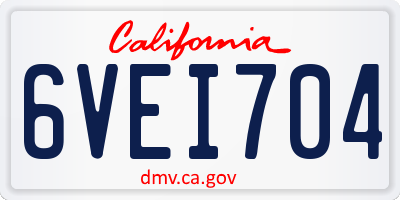 CA license plate 6VEI704