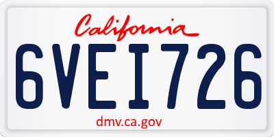 CA license plate 6VEI726