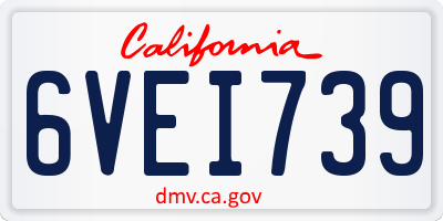 CA license plate 6VEI739