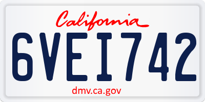 CA license plate 6VEI742