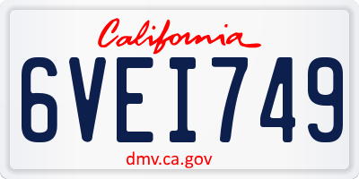 CA license plate 6VEI749